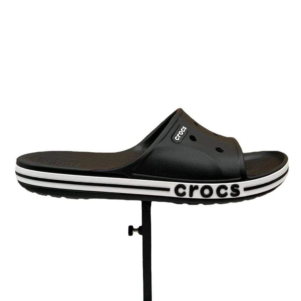 Crocs Bayaband Mens Slide Sandals Size 9 Black White Water‎ Friendly Lightweight